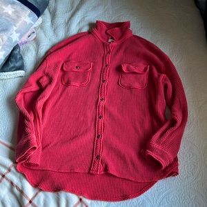 aerie red button sweater